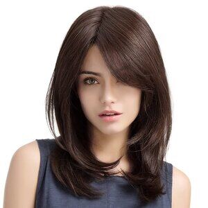 NEW Sallcks Womens Long Brown Wig Long Layered Natural Curly Wig